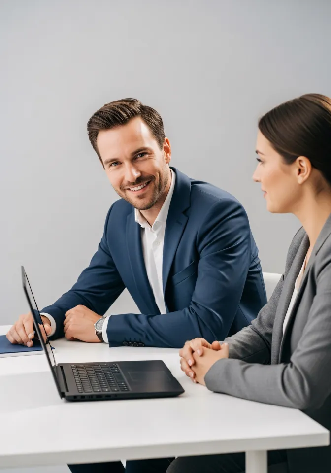 Grupo jovem português numa reunião financeira
